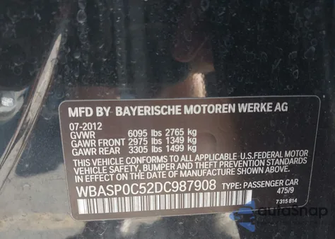 2013 BMW 550I Gran Turismo xDrive из США, поврежденный, VIN WBASP0C52DC987908